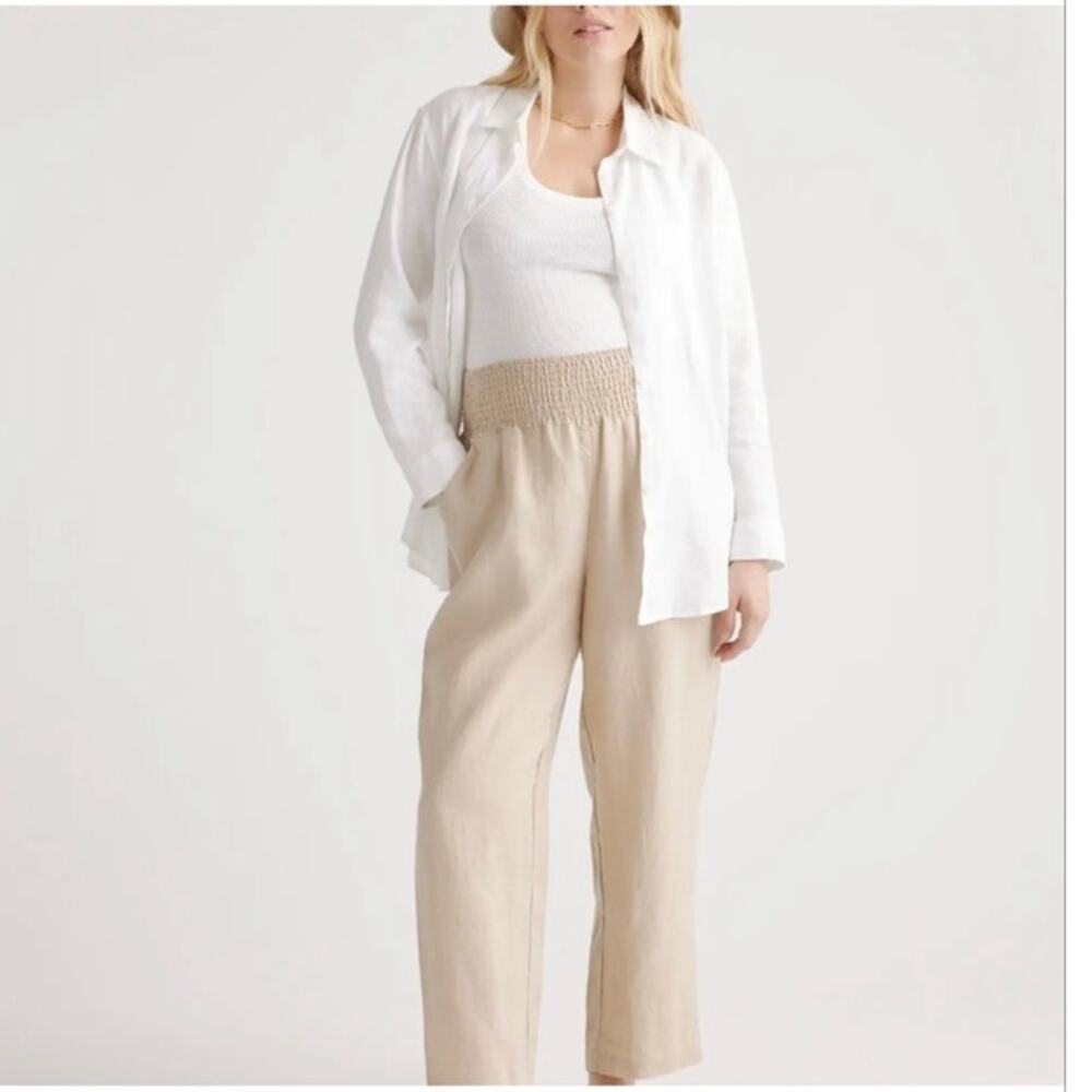 NWT Quince Women's XL 100% European Linen Maternity Pants Driftwood Coastal